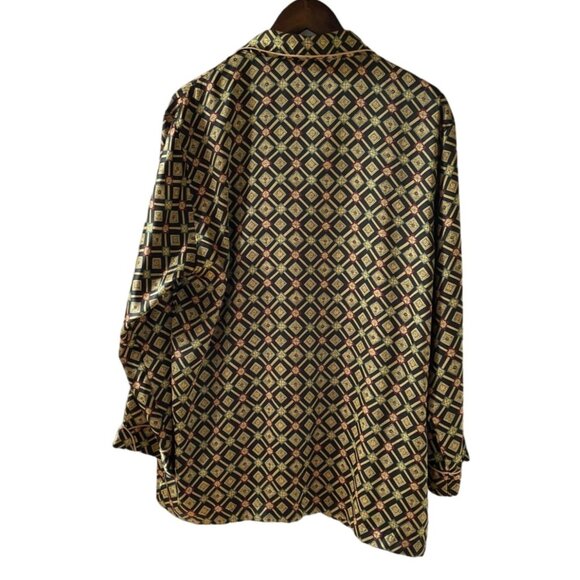 Vintage Victorias Secret Womens Satin Pajama Top Sz L Geometric Diamond Pattern - Picture 6 of 9